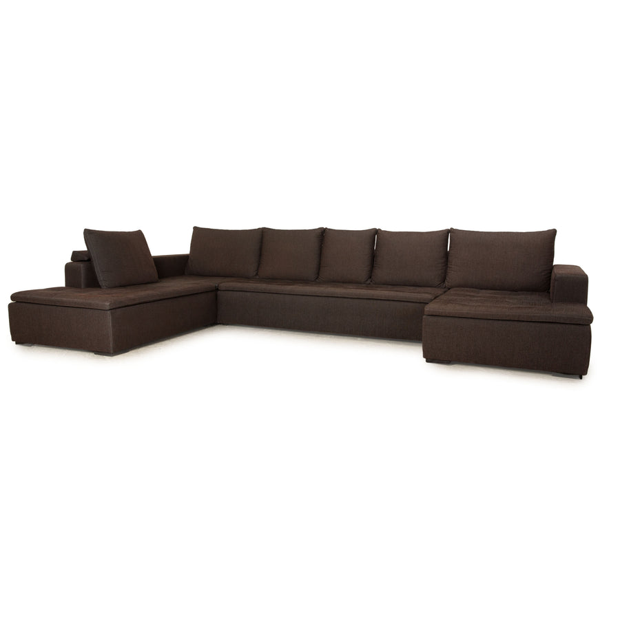 BoConcept Mezzo Stoff Ecksofa  Dunkelgrau Braun Recamiere Links Sofa Couch