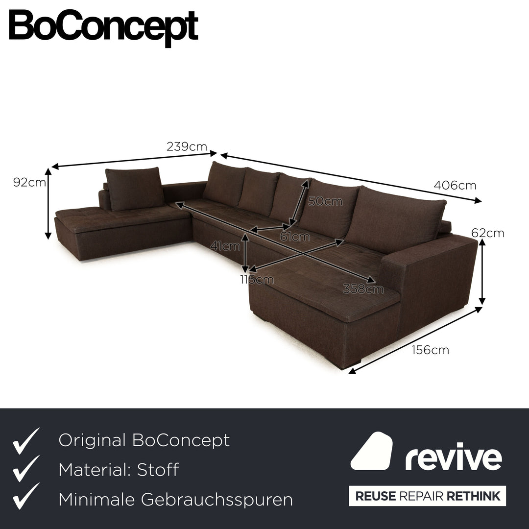 BoConcept Mezzo Stoff Ecksofa  Dunkelgrau Braun Recamiere Links Sofa Couch
