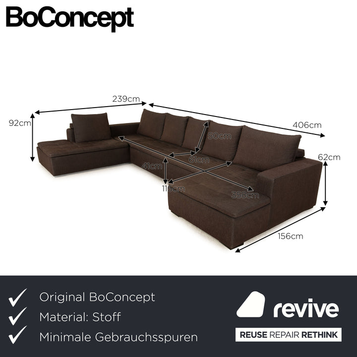 BoConcept Mezzo Stoff Ecksofa  Dunkelgrau Braun Recamiere Links Sofa Couch