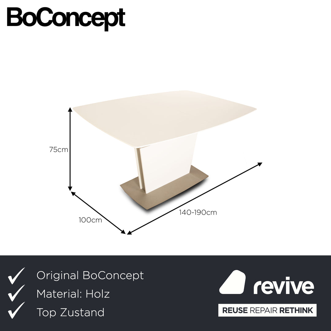 BoConcept Milano Holz Esstisch Weiß Ausziehfunktion 140/190 x 75 x 100 cm