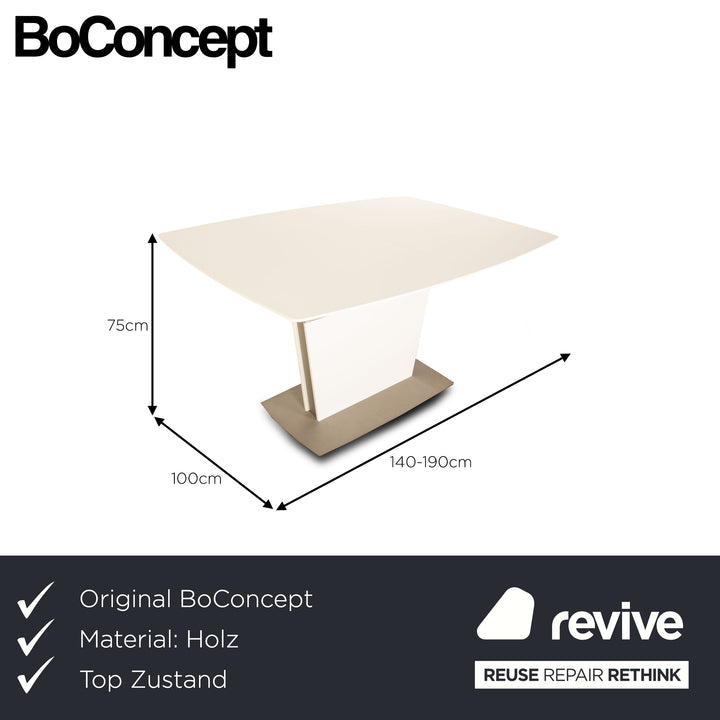 BoConcept Milano Holz Esstisch Weiß Ausziehfunktion 140/190 x 75 x 100 cm