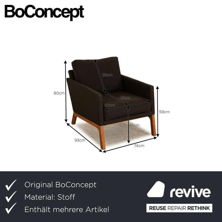 BoConcept Monte Stoff Sessel Garnitur Grau 2x Sessel