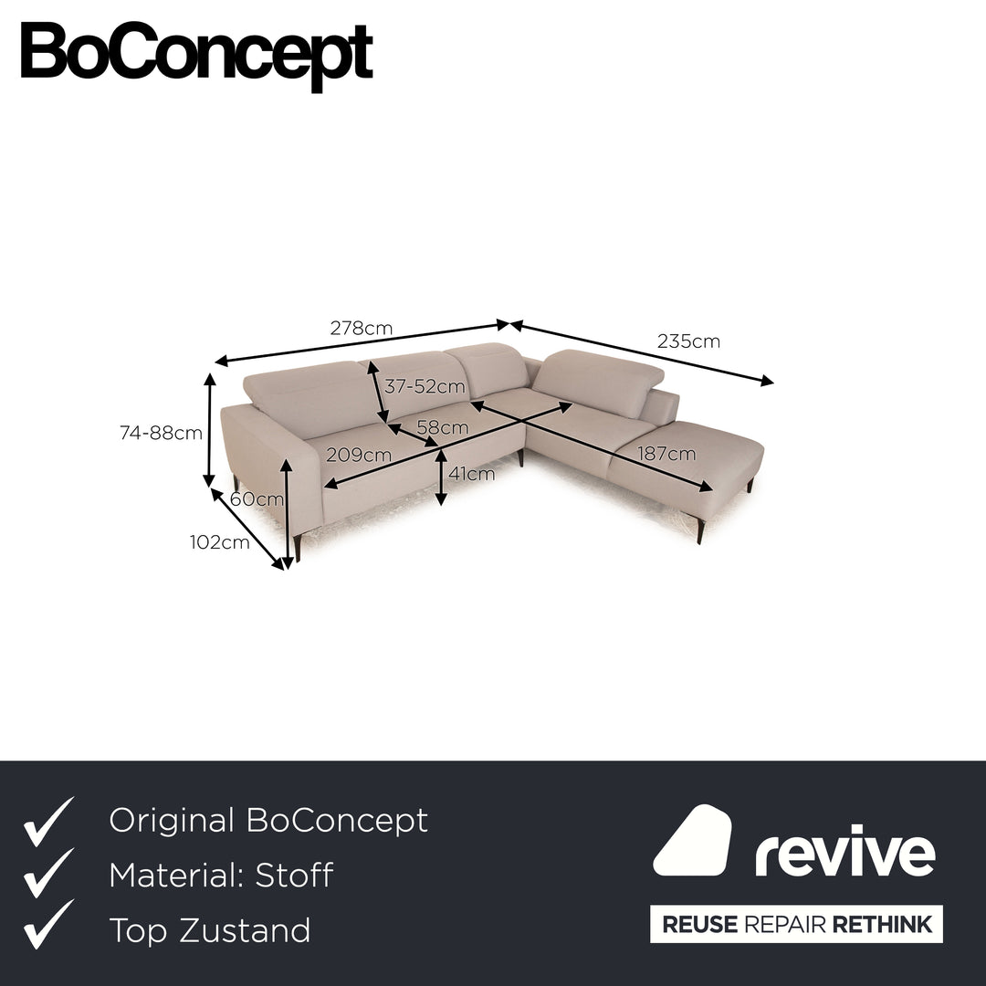 BoConcept Zürich Stoff Ecksofa Grau Recamiere Rechts Sofa Couch
