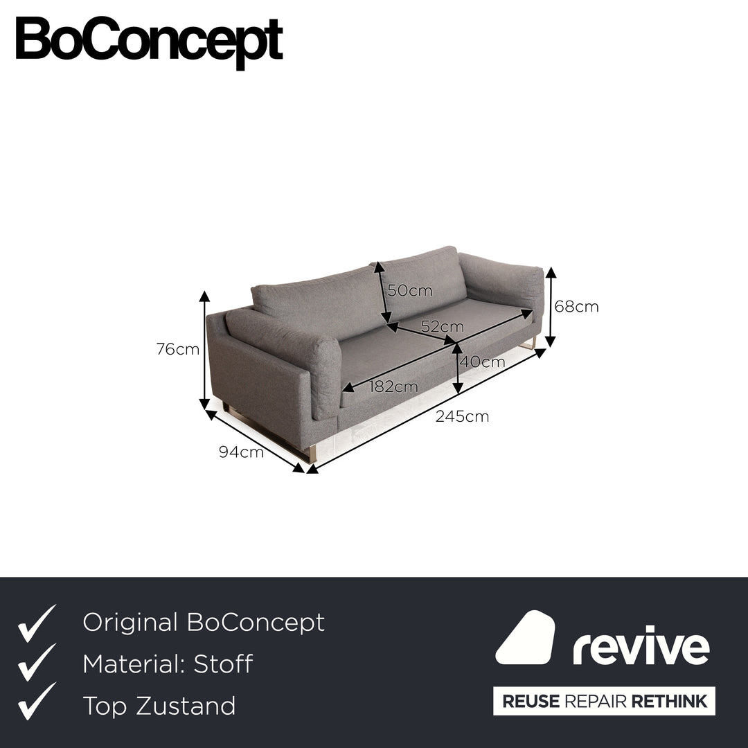 BoConcpet Indivi Stoff Dreisitzer Grau Sofa Couch
