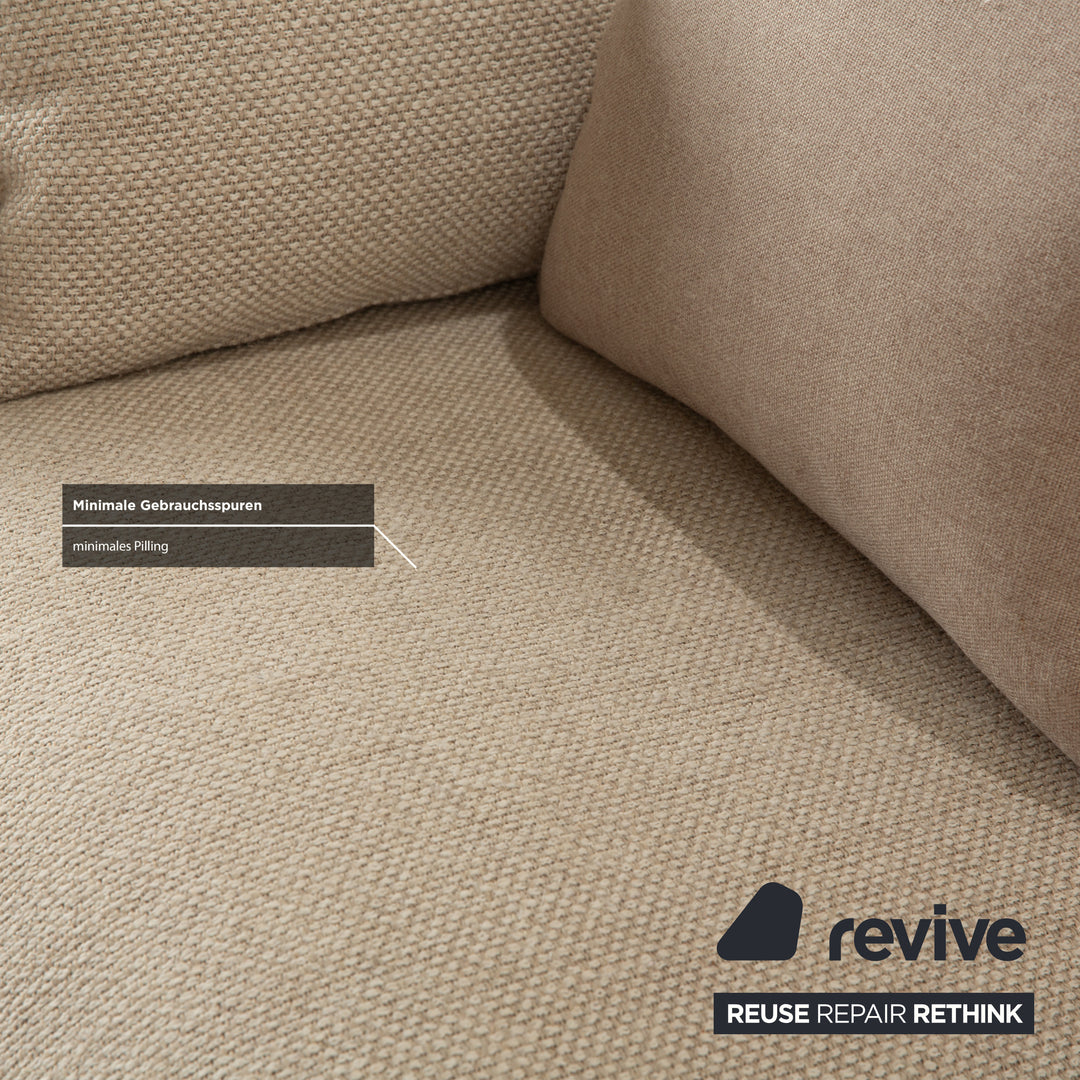 Bolia Elton Stoff Zweisitzer Beige Creme Grau Sofa Couch Holz