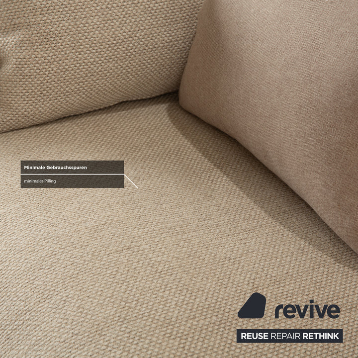 Bolia Elton Stoff Zweisitzer Beige Creme Grau Sofa Couch Holz