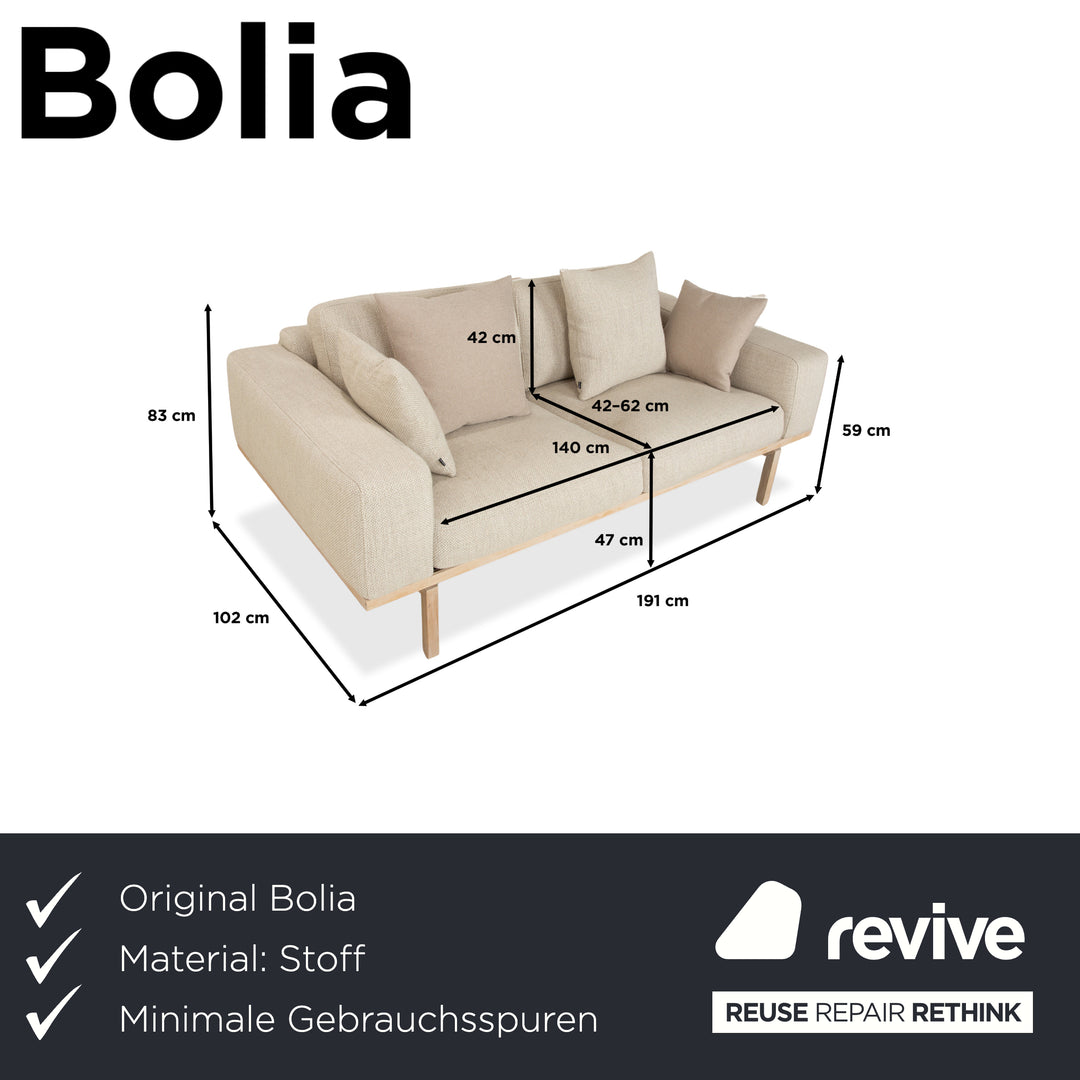 Bolia Elton Stoff Zweisitzer Beige Creme Grau Sofa Couch Holz