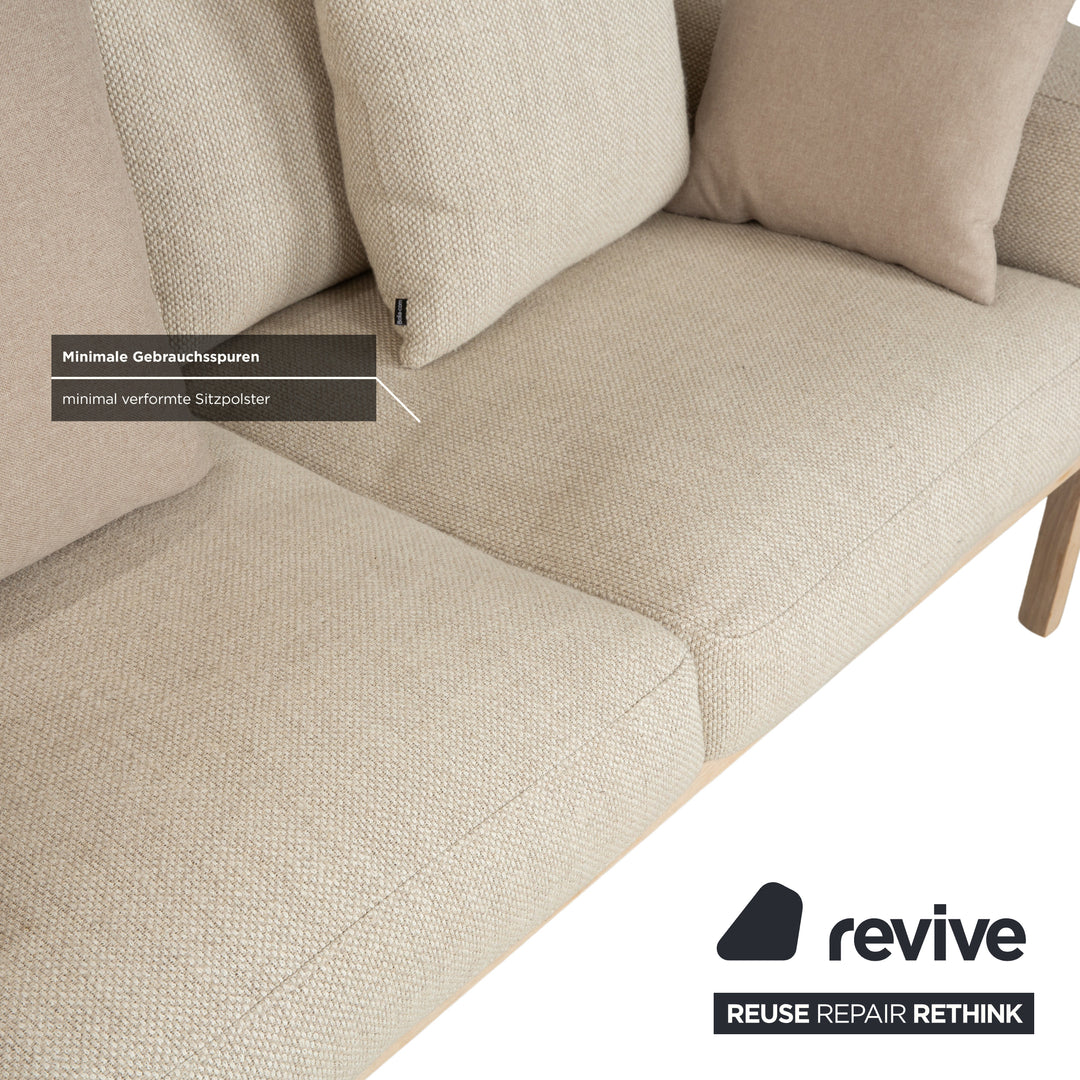Bolia Elton Stoff Zweisitzer Beige Creme Grau Sofa Couch Holz