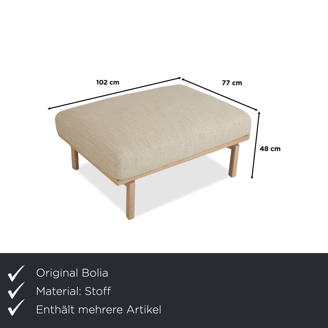 Bolia Elton Stoff Zweisitzer mit Hocker Beige Creme Grau Sofa Couch Holz