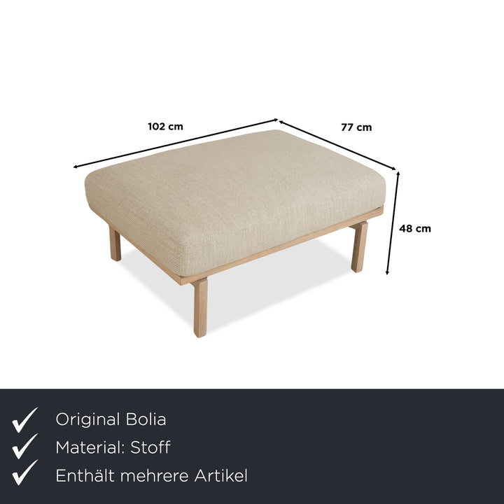 Bolia Elton Stoff Zweisitzer mit Hocker Beige Creme Grau Sofa Couch Holz