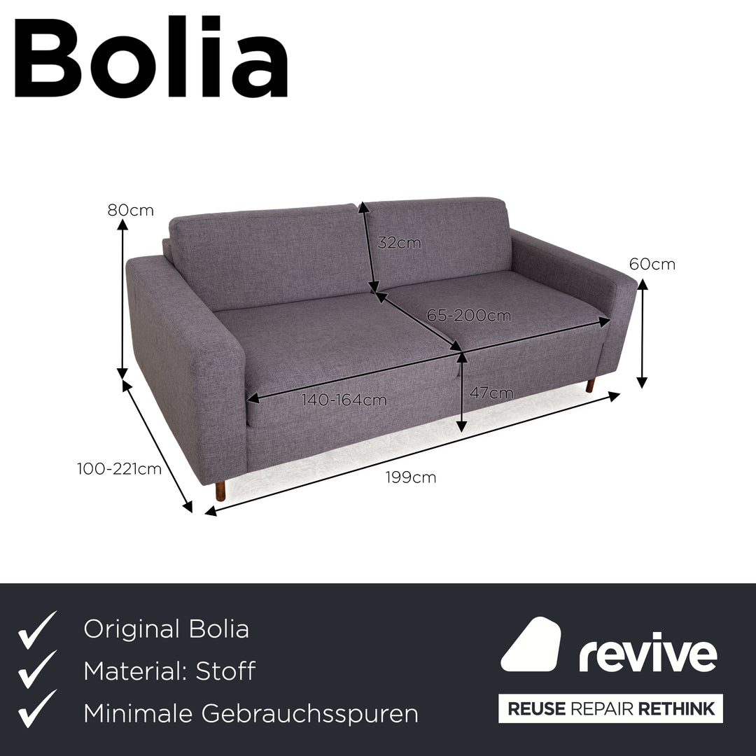 Bolia Scandinavia Remix Stoff Dreisitzer Grau Sofa Schlaffunktion