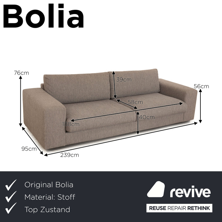 Bolia Sepia Stoff Dreisitzer Grau Sofa Couch
