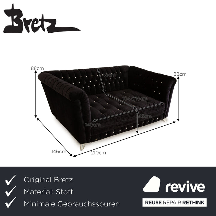 Bretz Chelsea Stoff Dreisitzer Schwarz manuelle Funktion Schlaffunktion Sofa Couch