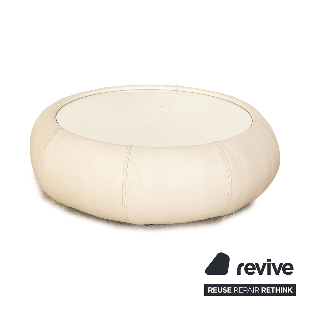 Bretz Cloud 7 Leder Sofa Garnitur Creme Weiß Ecksofa Couchtisch Liege Couch