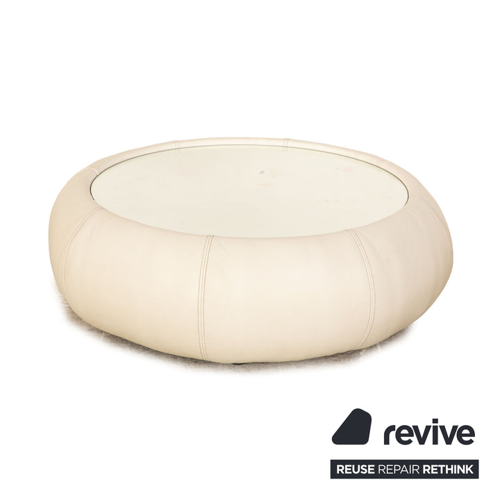 Bretz Cloud 7 Leder Sofa Garnitur Creme Weiß Ecksofa Couchtisch Liege Couch