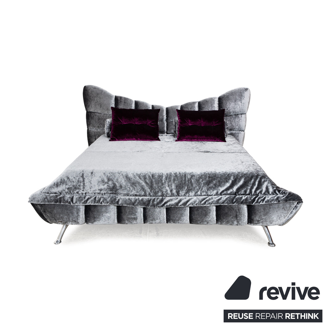 Bretz Cloud 7 Stoff Bett Grau Silber 180x200