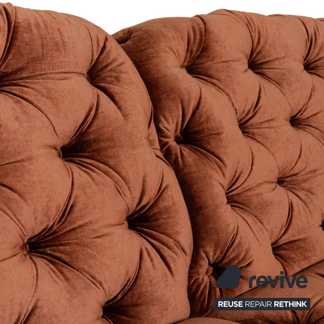 Bretz Cocoa Island Stoff Samt Knopfheftung Zweisitzer Braun Bronze Sofa Couch