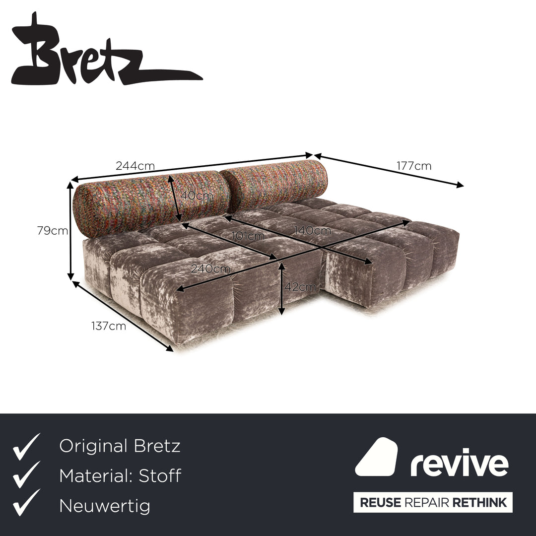 Bretz Ed Stoff Ecksofa Grau Sofa Couch Ausstellungsstück Recamiere Links Rechts