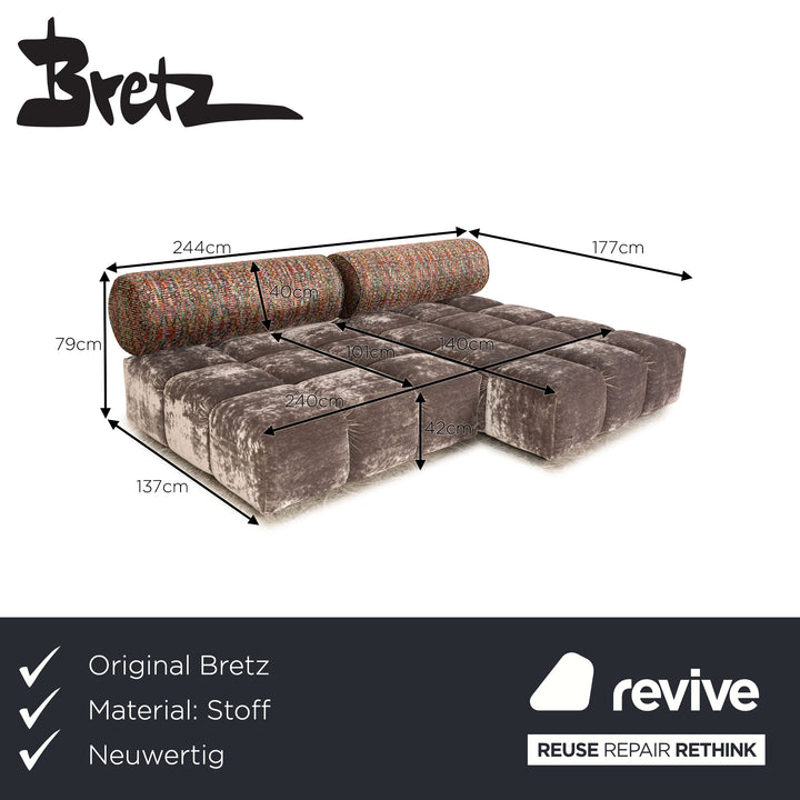 Bretz Ed Stoff Ecksofa Grau Sofa Couch Ausstellungsstück Recamiere Links Rechts