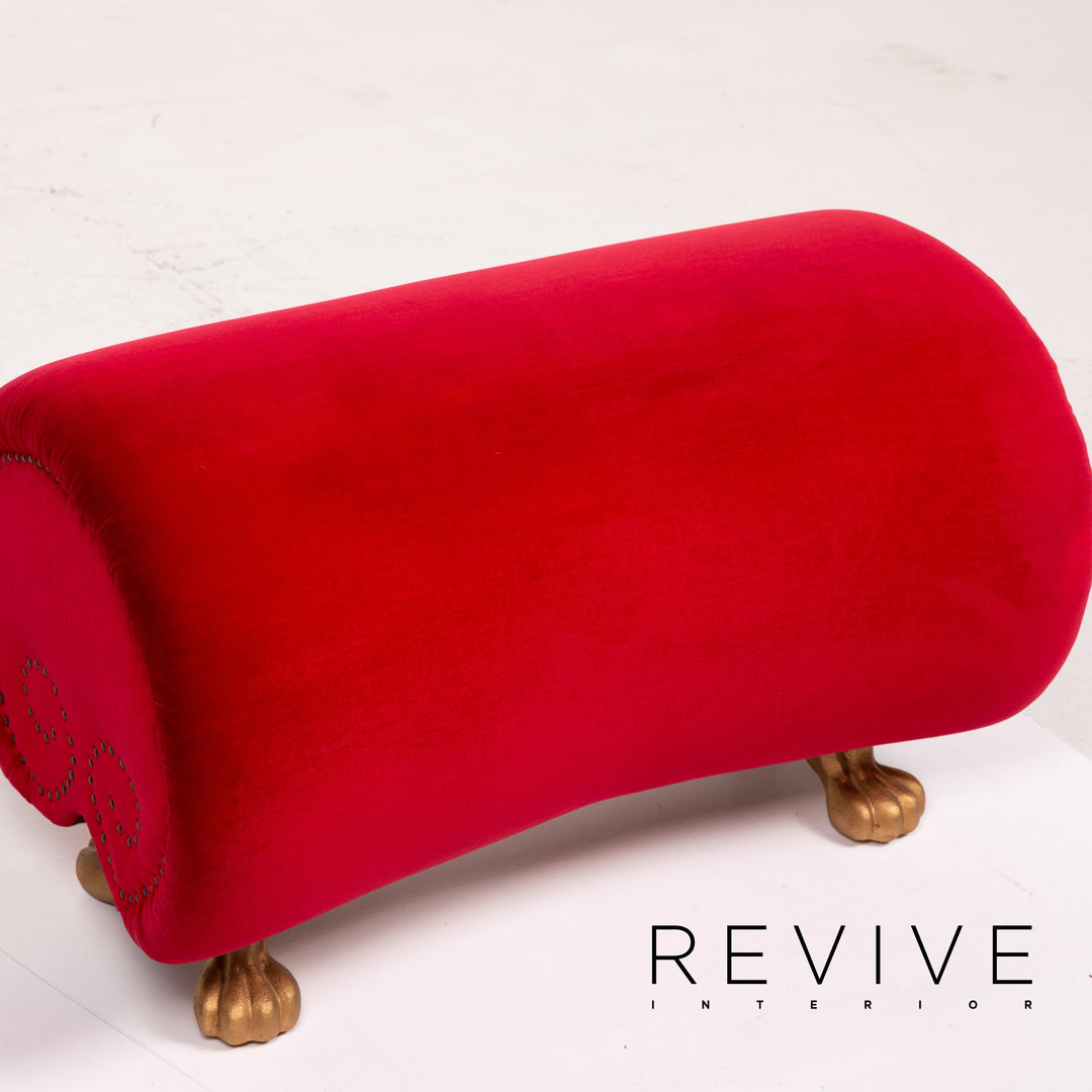 Bretz Gaudi Samt Stoff Hocker Rot Ottoman #14262