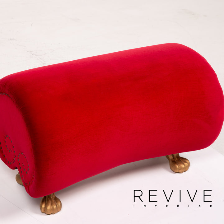 Bretz Gaudi Samt Stoff Hocker Rot Ottoman #14262