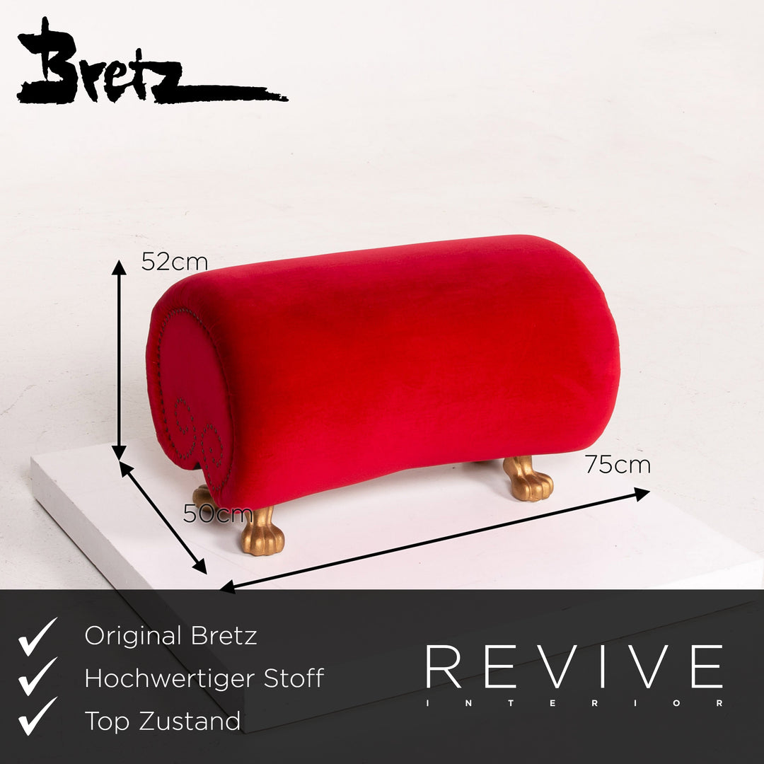 Bretz Gaudi Samt Stoff Hocker Rot Ottoman #14262