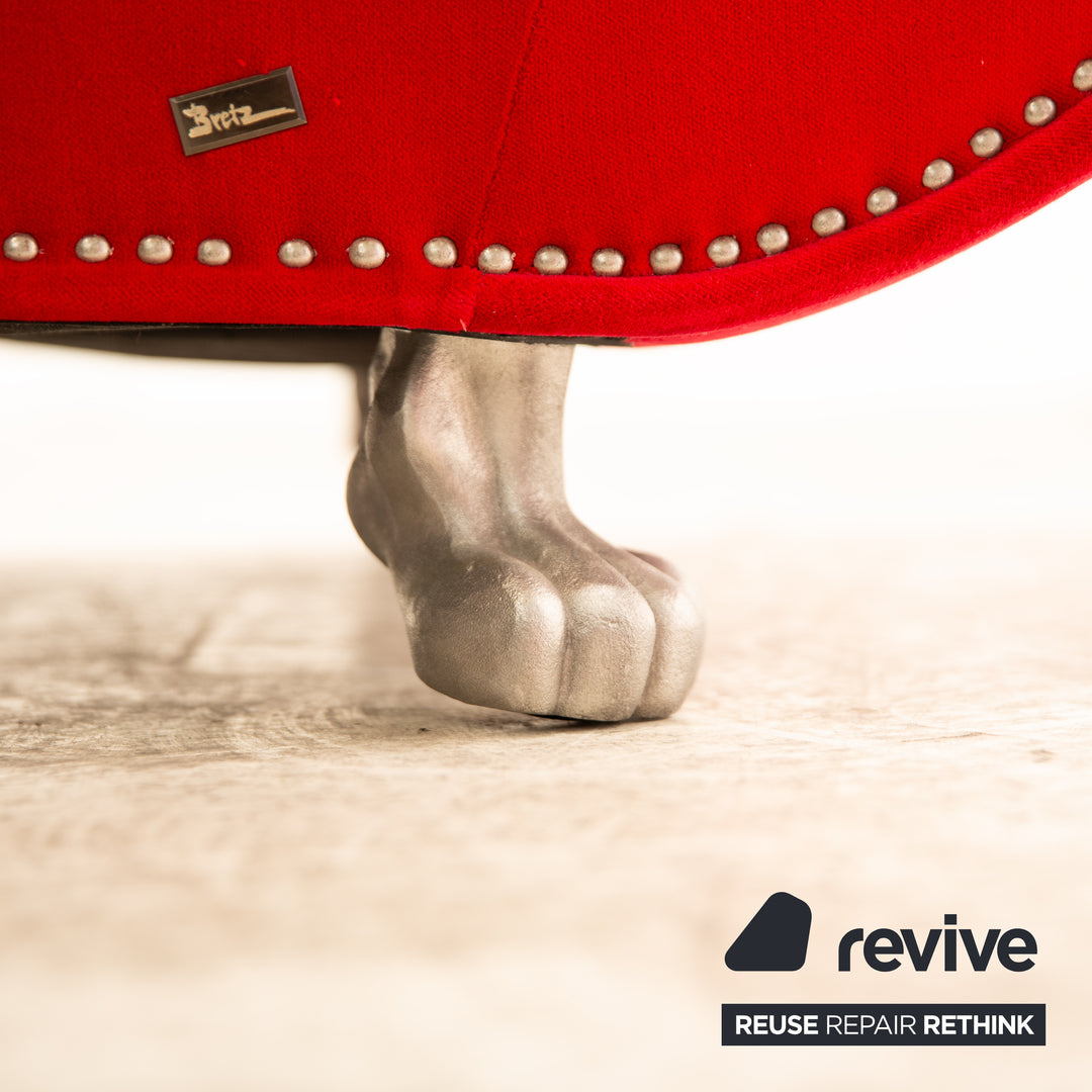 Bretz Gaudi Samt Stoff Sofa Rot Dreisitzer Couch