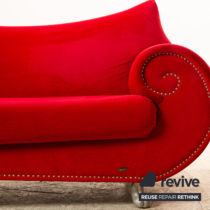 Bretz Gaudi Samt Stoff Sofa Rot Dreisitzer Couch