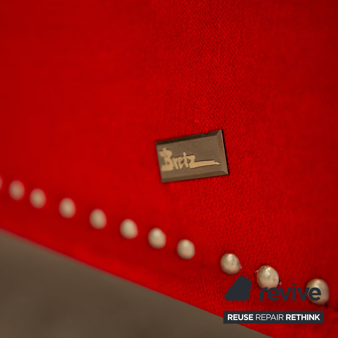 Bretz Gaudi Samt Stoff Sofa Rot Dreisitzer Couch