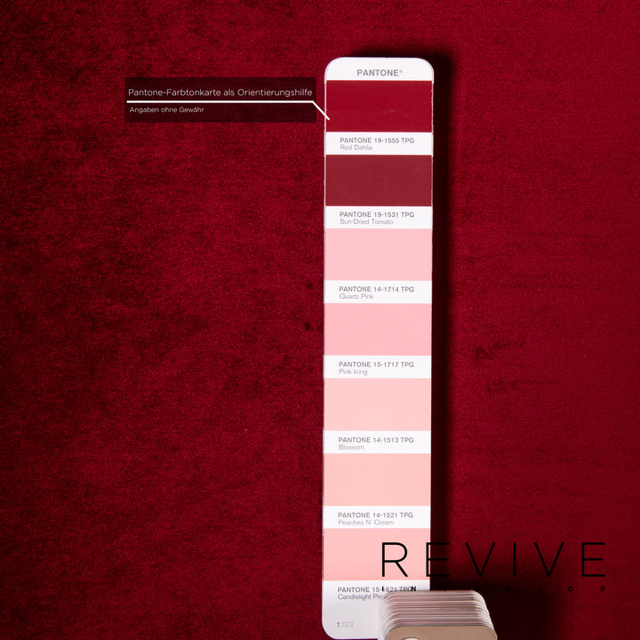 Bretz Gaudi Velvet Fabric Sofa Red Three Seater Couch Gold Plated #14192