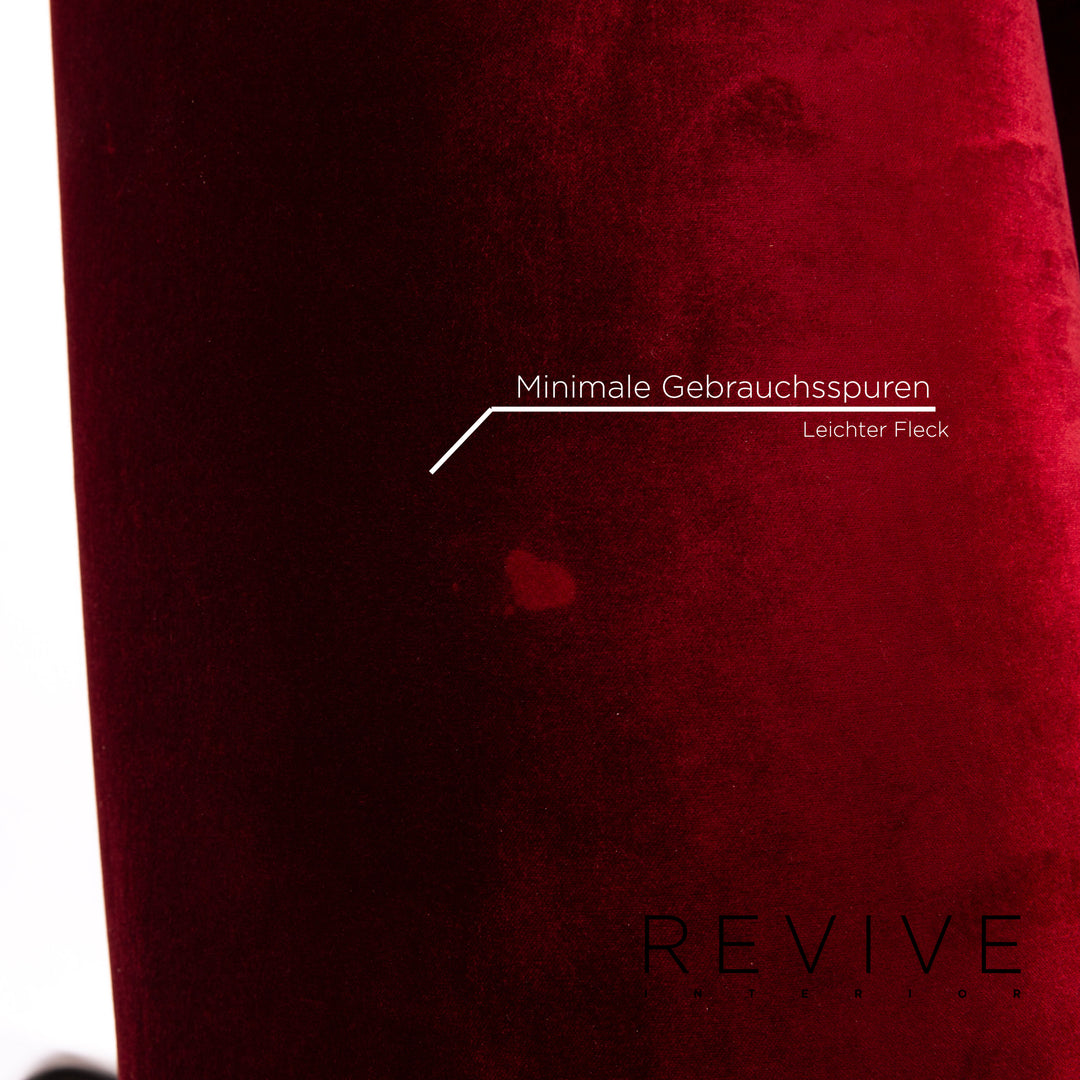 Bretz Gaudi Velvet Fabric Sofa Red Three Seater Couch Gold Plated #14192