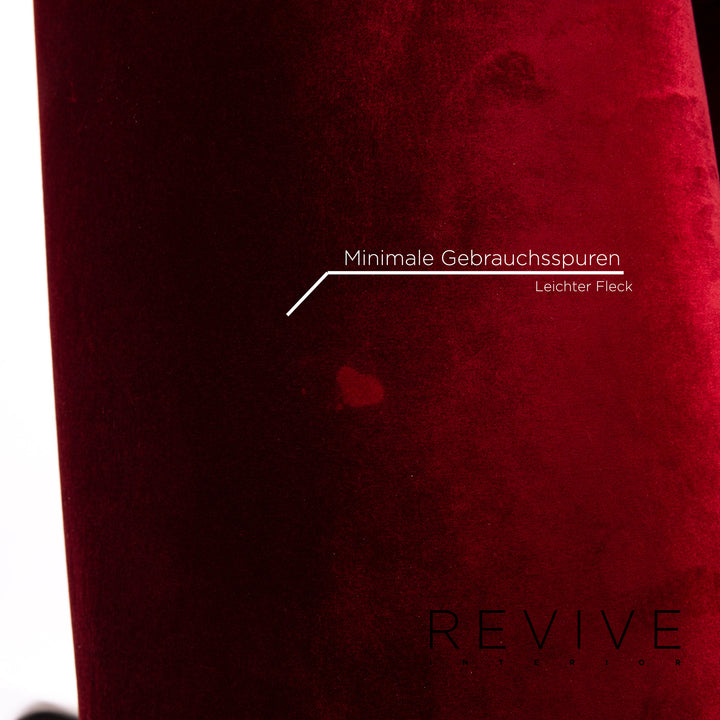 Bretz Gaudi Velvet Fabric Sofa Red Three Seater Couch Gold Plated #14192