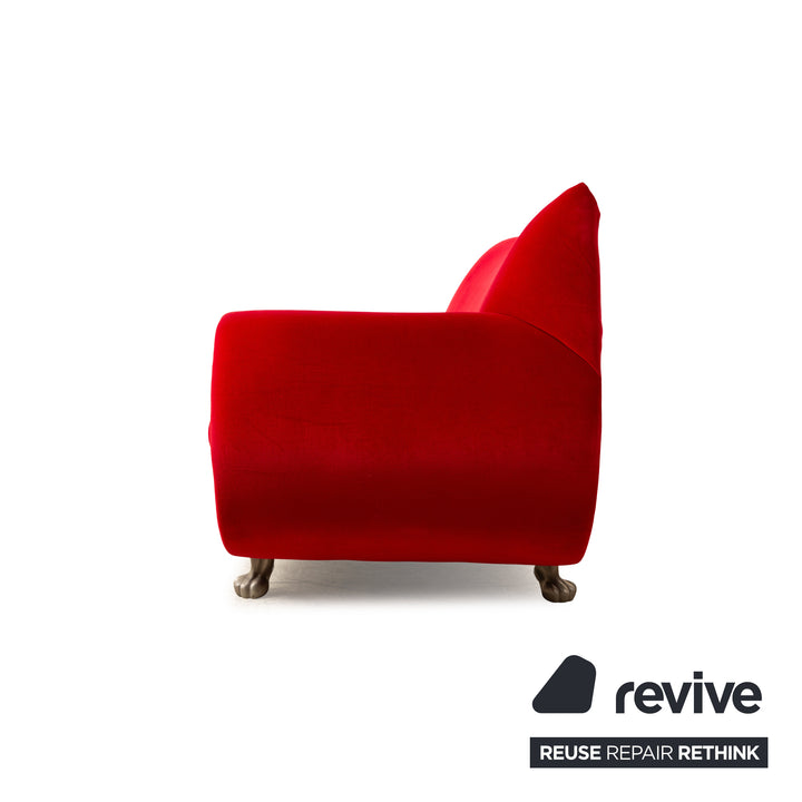 Bretz Gaudi Samt Stoff Sofa Rot Dreisitzer Couch