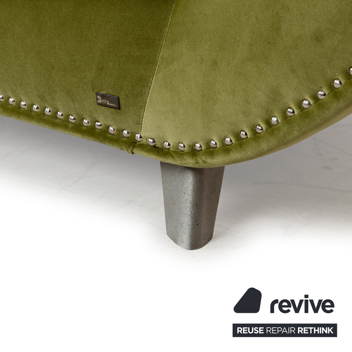 Bretz Gaudi Fabric Three-Seater Green Sofa Couch