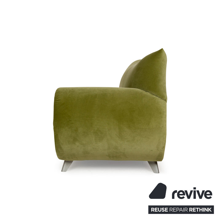 Bretz Gaudi Fabric Three-Seater Green Sofa Couch