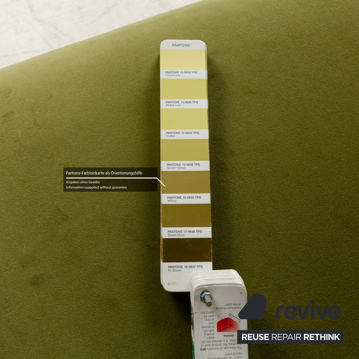 Bretz Gaudi Fabric Three-Seater Green Sofa Couch