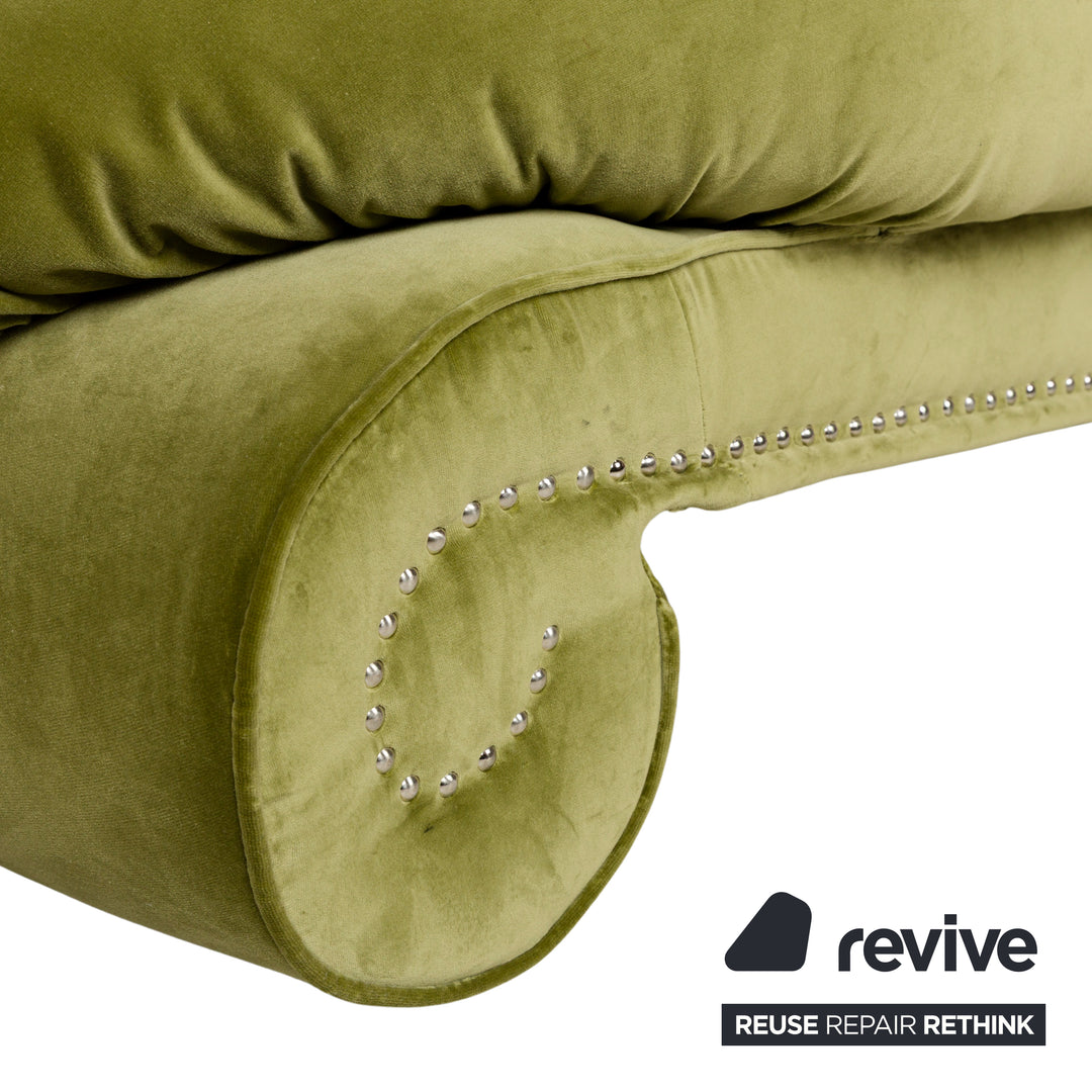 Bretz Gaudi Fabric Three-Seater Green Sofa Couch