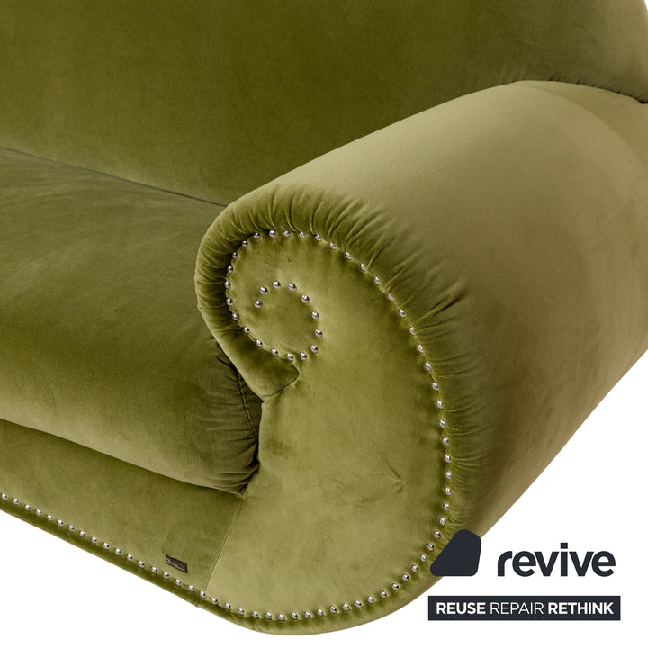 Bretz Gaudi Fabric Three-Seater Green Sofa Couch