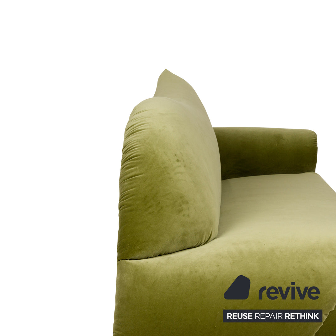 Bretz Gaudi Fabric Three-Seater Green Sofa Couch