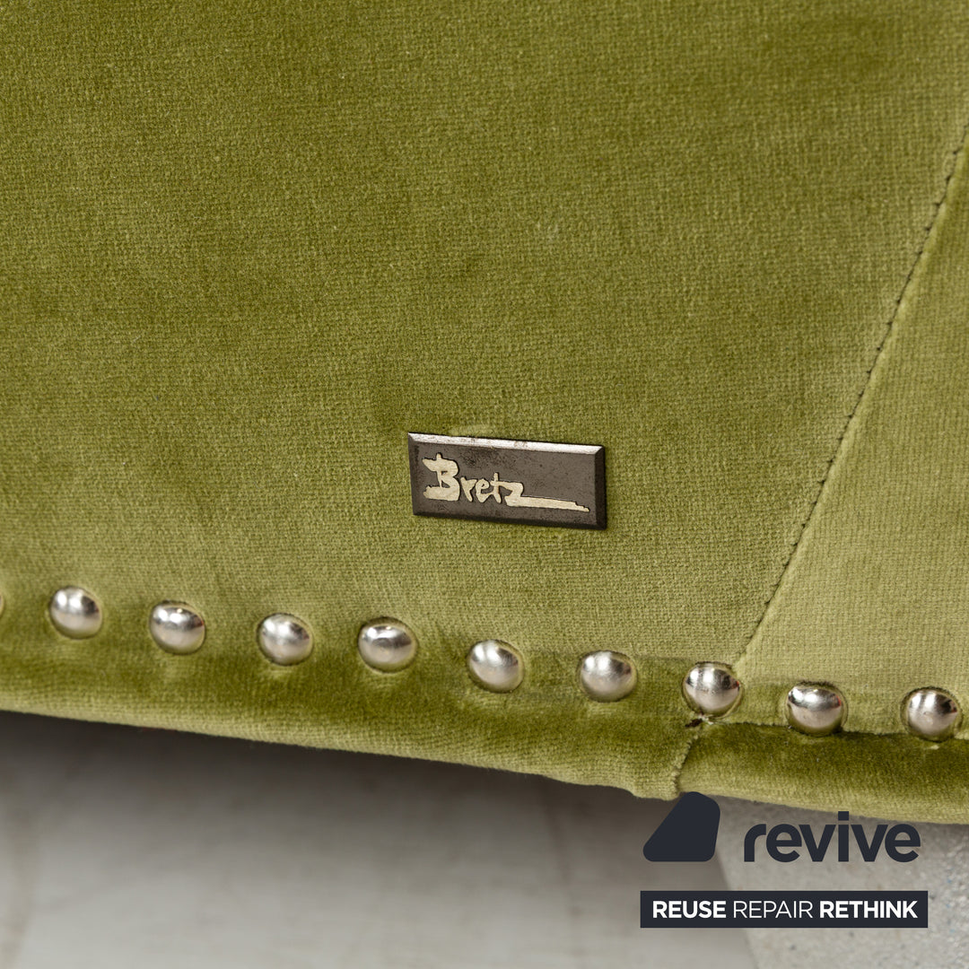 Bretz Gaudi Fabric Three-Seater Green Sofa Couch