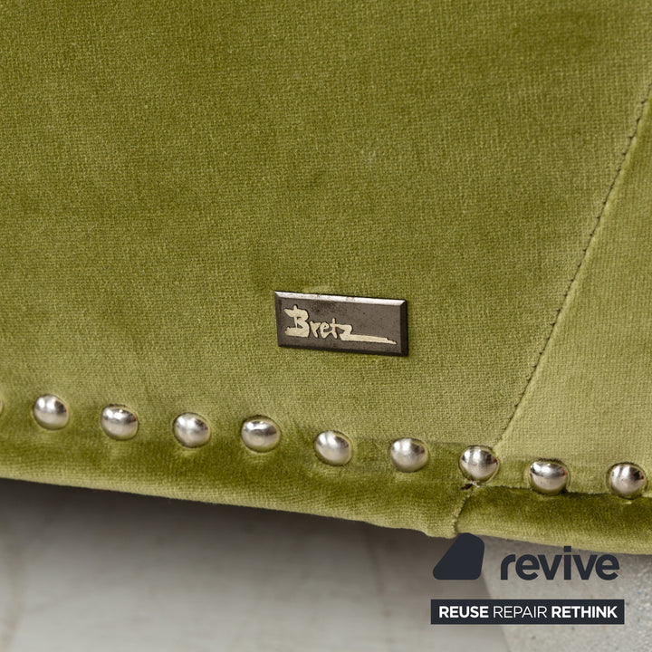 Bretz Gaudi Fabric Three-Seater Green Sofa Couch