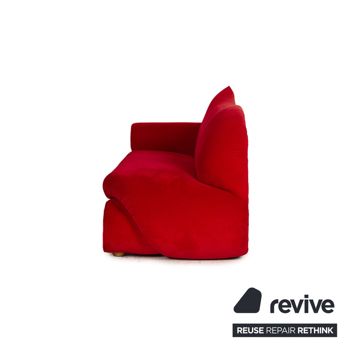 Bretz Gaudi Fabric Three Seater Chaise Longue Red Sofa Couch