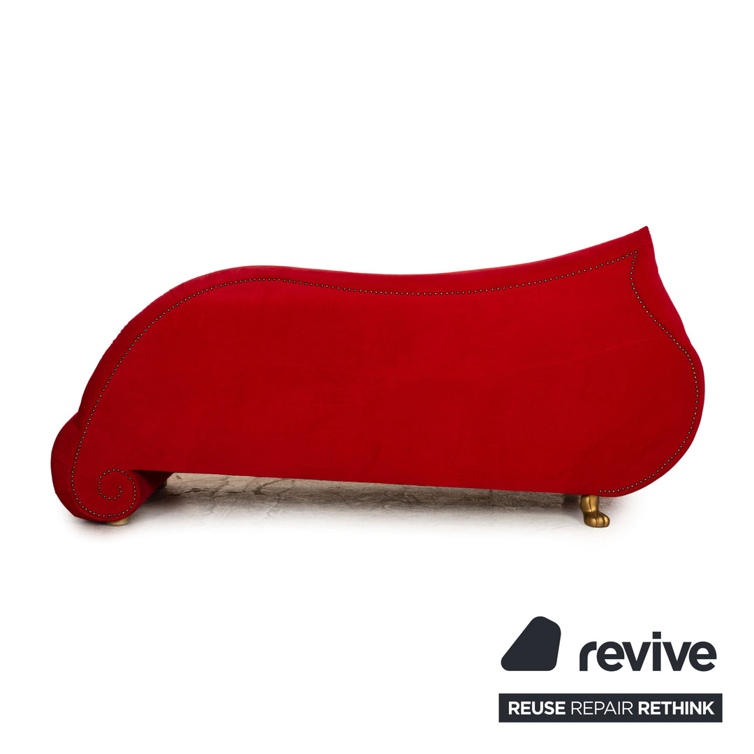 Bretz Gaudi Fabric Three Seater Chaise Longue Red Sofa Couch