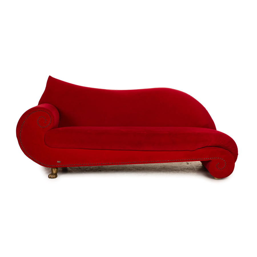 Bretz Gaudi Fabric Three Seater Chaise Longue Red Sofa Couch