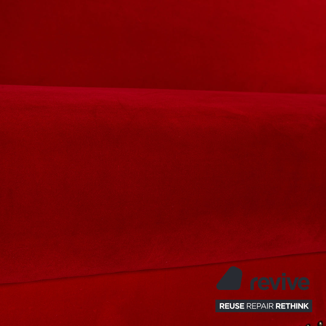 Bretz Gaudi Fabric Three Seater Chaise Longue Red Sofa Couch