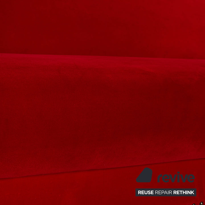 Bretz Gaudi Fabric Three Seater Chaise Longue Red Sofa Couch