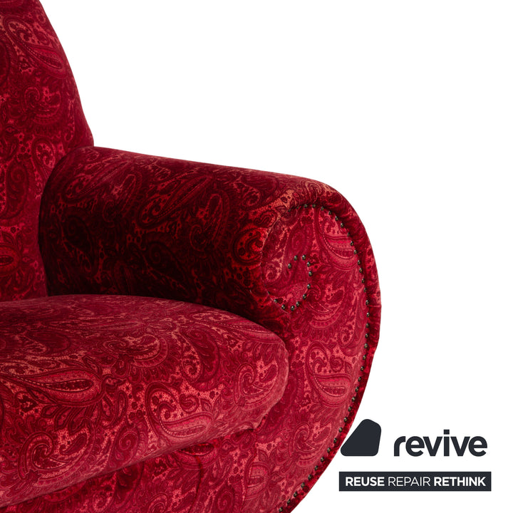 Bretz Gaudi Fabric Three-Seater Red Pattern Sofa Couch