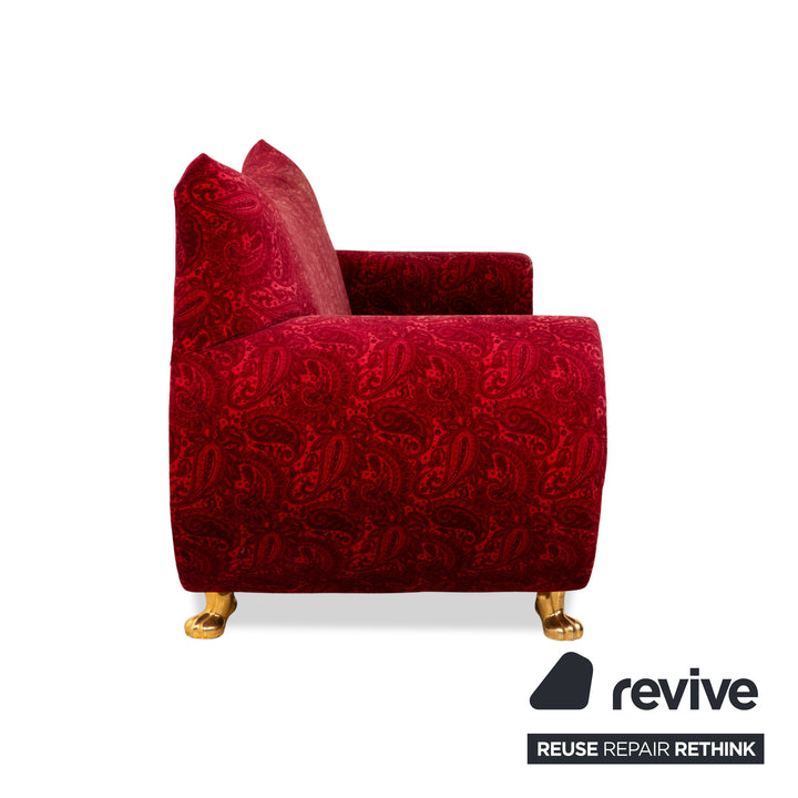 Bretz Gaudi Fabric Three-Seater Red Pattern Sofa Couch