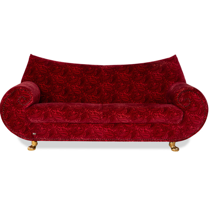 Bretz Gaudi Fabric Three-Seater Red Pattern Sofa Couch