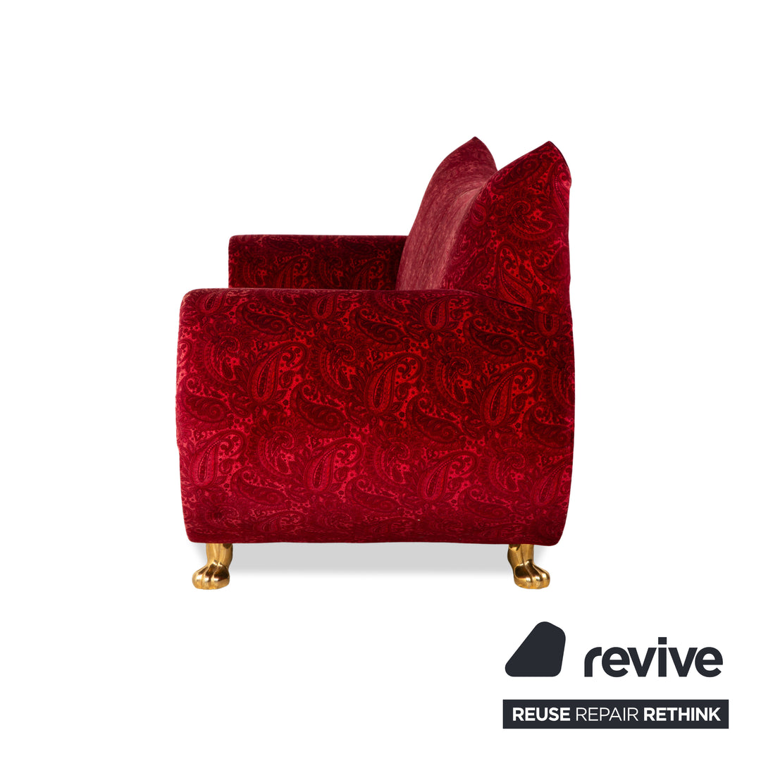 Bretz Gaudi Fabric Three-Seater Red Pattern Sofa Couch